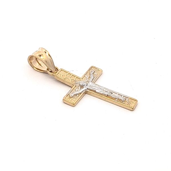 14 Karat Two Tone Crucifix Solid Cross Image 2 Arezzo Jewelers Elmwood Park, IL