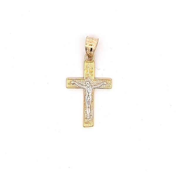 14 Karat Two Tone Crucifix Solid Cross Arezzo Jewelers Elmwood Park, IL