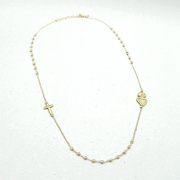 18k Yellow Gold Beaded Rosary Necklace Image 2 Arezzo Jewelers Elmwood Park, IL