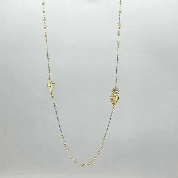 18k Yellow Gold Beaded Rosary Necklace Arezzo Jewelers Elmwood Park, IL