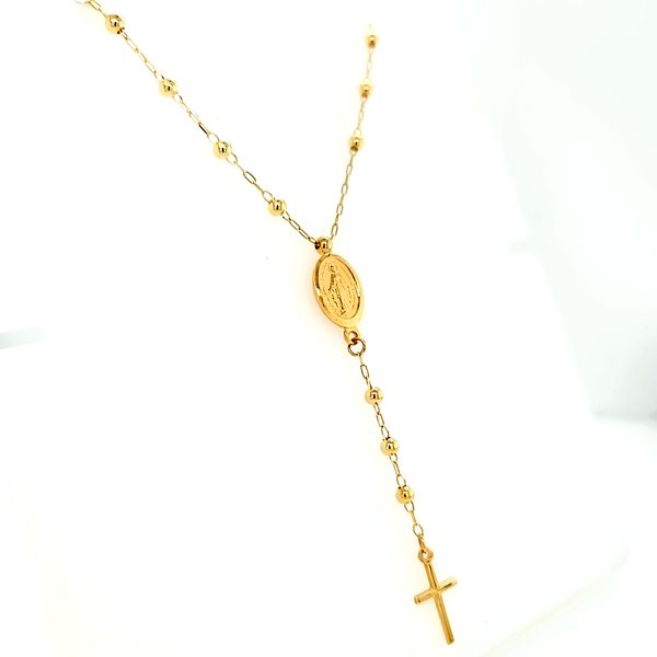 14k Yellow Gold Beaded Rosary Necklace. Image 2 Arezzo Jewelers Elmwood Park, IL