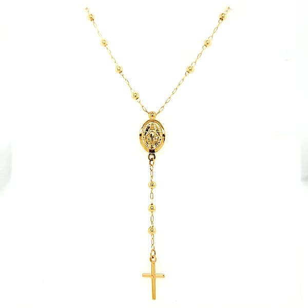 14k Yellow Gold Beaded Rosary Necklace. Arezzo Jewelers Elmwood Park, IL