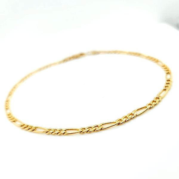 14K Yellow Gold 3mm Figaro Link Anklet Image 2 Arezzo Jewelers Elmwood Park, IL