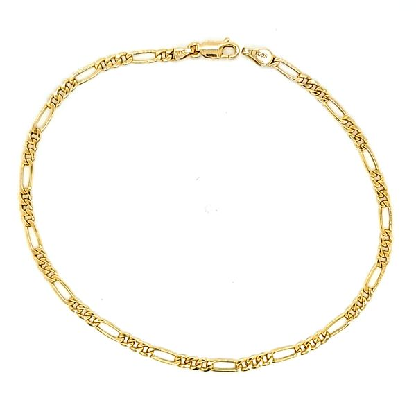 14K Yellow Gold 3mm Figaro Link Anklet Arezzo Jewelers Elmwood Park, IL