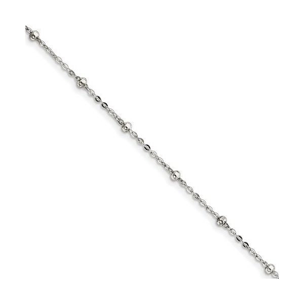 Sterling Silver 1mm Beaded Chain Anklet Arezzo Jewelers Elmwood Park, IL