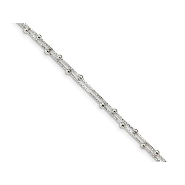 Silver Two Strand Beaded Anklet Arezzo Jewelers Elmwood Park, IL
