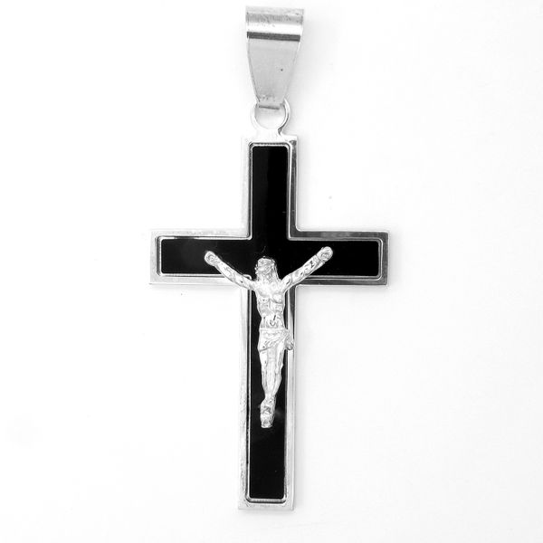 Sterling Silver and Black Enamel Crucifix Arezzo Jewelers Elmwood Park, IL