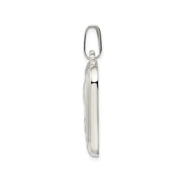 Sterling Silver Satin and Polished Mary with Hail Mary Prayer Pendant Image 3 Arezzo Jewelers Elmwood Park, IL