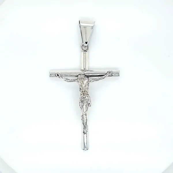 Sterling Silver Hand Polished Solid Crucifix / Cross Image 2 Arezzo Jewelers Elmwood Park, IL