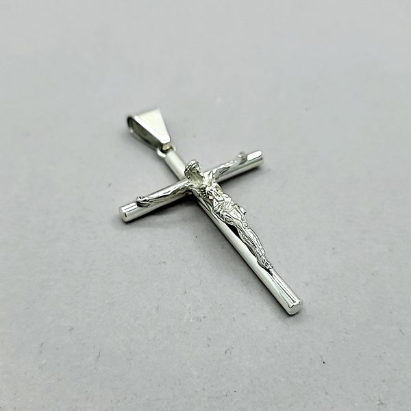 Sterling Silver Hand Polished Solid Crucifix / Cross Arezzo Jewelers Elmwood Park, IL