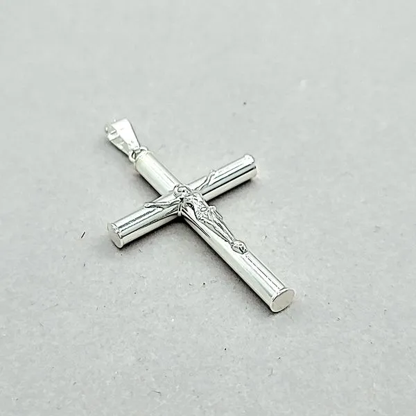 Hand Polished Sterling Silver Crucifix / Cross Pendant Image 2 Arezzo Jewelers Elmwood Park, IL
