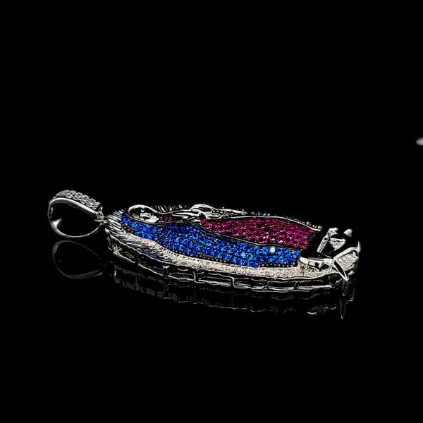 Silver Micropave CZ Our Lady of Guadalupe Pendant Image 2 Arezzo Jewelers Elmwood Park, IL