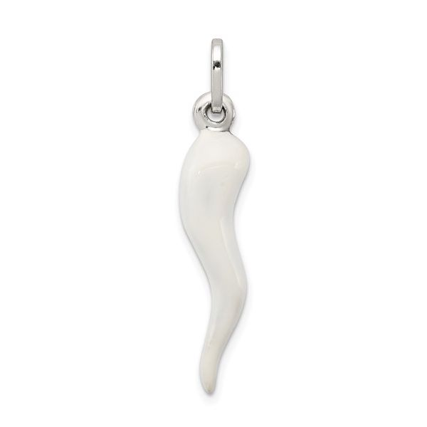 Silver White Enamel Italian Horn Arezzo Jewelers Elmwood Park, IL