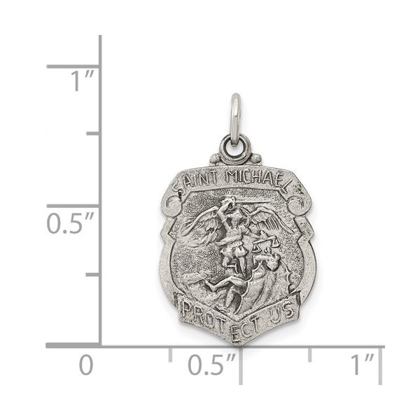 Sterling Silver St. Michael Badge Medal Image 3 Arezzo Jewelers Elmwood Park, IL