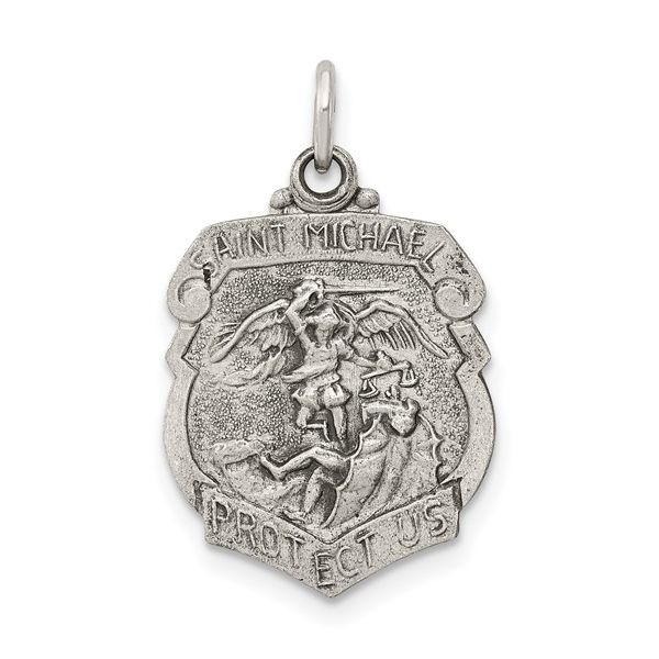 Sterling Silver St. Michael Badge Medal Arezzo Jewelers Elmwood Park, IL
