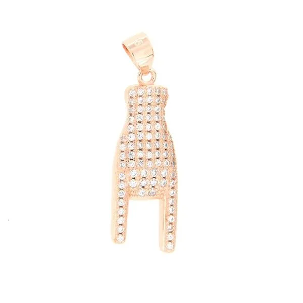 Rosé Gold Plated Sterling Silver Italian Hand Charm Arezzo Jewelers Elmwood Park, IL