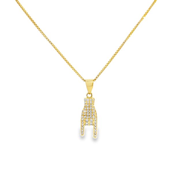 Yellow Gold Plated Sterling Silver Italian Hand Pendant Necklace Arezzo Jewelers Elmwood Park, IL