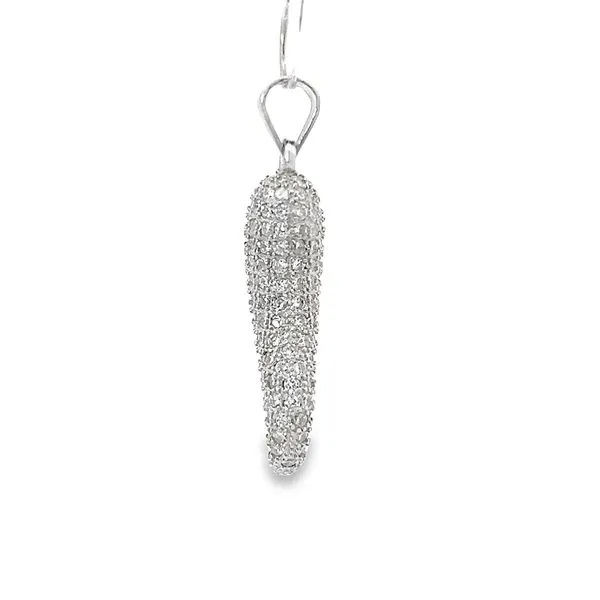 Sterling Silver Pave Italian Horn Charm with Cubic Zirconia Image 2 Arezzo Jewelers Elmwood Park, IL