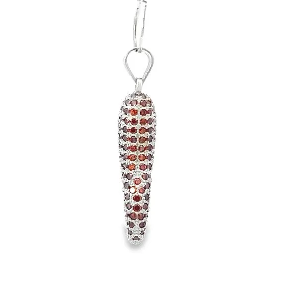 Sterling Silver Red Pave Italian Horn Charm with Cubic Zirconia Image 2 Arezzo Jewelers Elmwood Park, IL