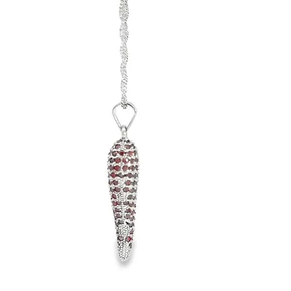 Sterling Silver Red Pave Italian Horn Charm with Cubic Zirconia Image 4 Arezzo Jewelers Elmwood Park, IL