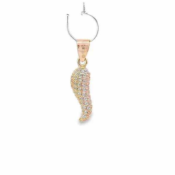 Rosé Gold Plated Sterling Silver Pave Italian Horn Charm Arezzo Jewelers Elmwood Park, IL