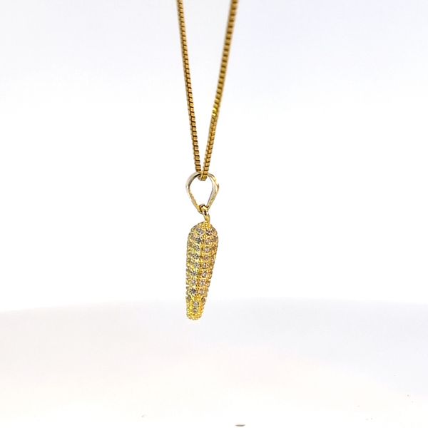 Yellow Gold Plated Silver Pave Italian Horn Pendant Necklace Image 2 Arezzo Jewelers Elmwood Park, IL