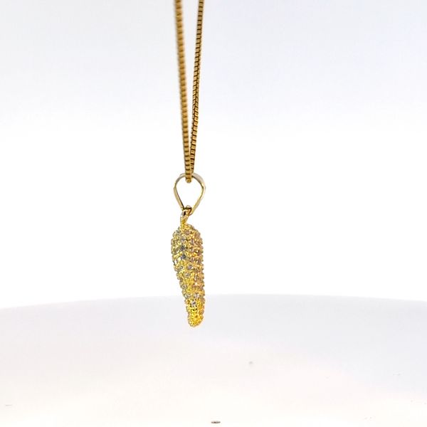 Yellow Gold Plated Silver Pave Italian Horn Pendant Necklace Image 3 Arezzo Jewelers Elmwood Park, IL