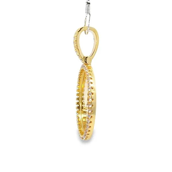 Gold Plated Sterling Silver Circle Charm with CZ Image 2 Arezzo Jewelers Elmwood Park, IL