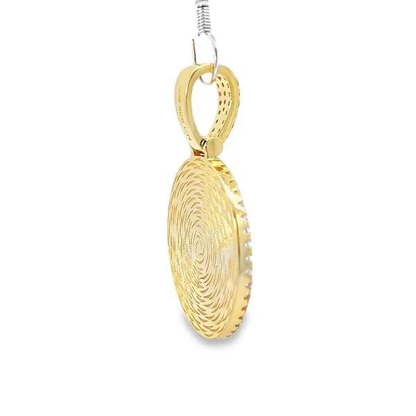 Gold Plated Sterling Silver Circle Charm with CZ Image 3 Arezzo Jewelers Elmwood Park, IL