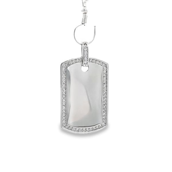 Sterling Silver Engravable Dog Tag Charm with CZ Accents Arezzo Jewelers Elmwood Park, IL