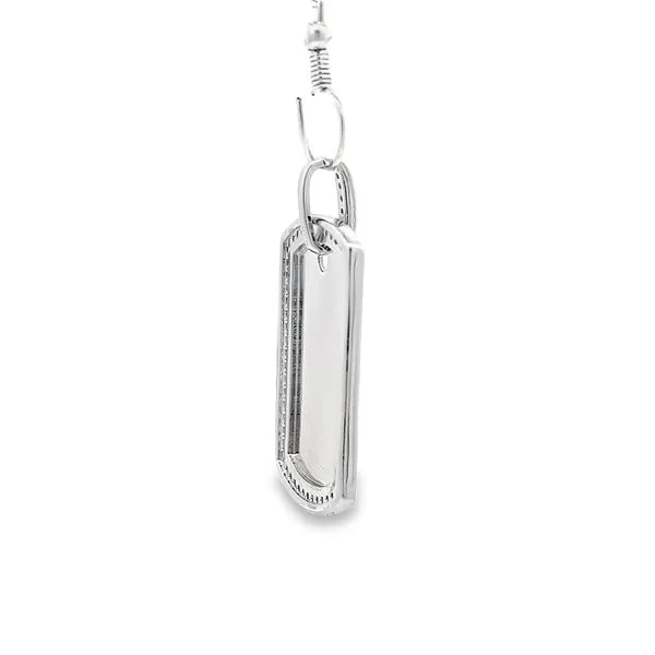 Sterling Silver Engravable Dog Tag Charm with CZ Accents Image 3 Arezzo Jewelers Elmwood Park, IL