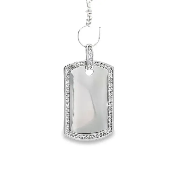 Sterling Silver Engravable Dog Tag Charm with CZ Accents Arezzo Jewelers Elmwood Park, IL