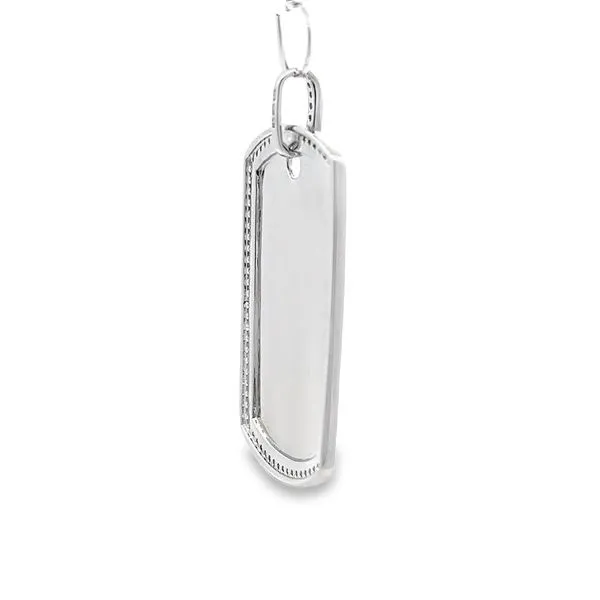 Sterling Silver Dog Tag Charm with CZ Image 3 Arezzo Jewelers Elmwood, IL