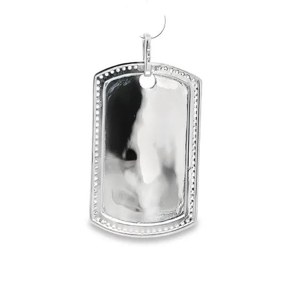 Sterling Silver Dog Tag Charm with CZ Image 4 Arezzo Jewelers Elmwood, IL