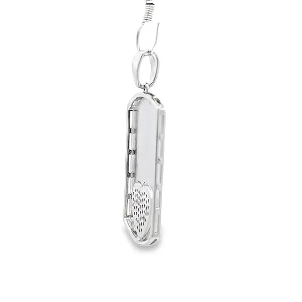 Sterling Silver Dog Tag Pendant with Pave CZ gemstone Heart Image 3 Arezzo Jewelers Elmwood Park, IL