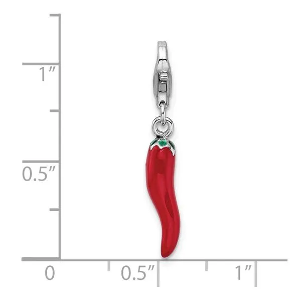 Amore La Vita Sterling Silver Red Enameled Italian Horn Charm Image 4 Arezzo Jewelers Elmwood Park, IL