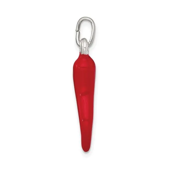 Sterling Silver Red Enamel Italian Horn Pendant Image 2 Arezzo Jewelers Elmwood Park, IL