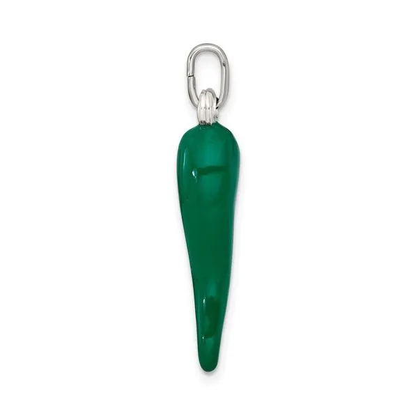Sterling Silver Green Enamel Italian Horn Pendant Image 3 Arezzo Jewelers Elmwood Park, IL