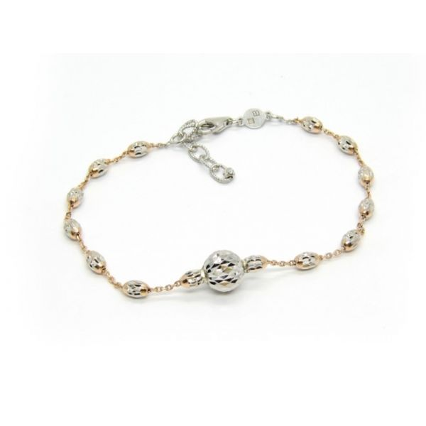 Silver and Rose Plated Moon Cut Ball Bracelet Arezzo Jewelers Elmwood Park, IL