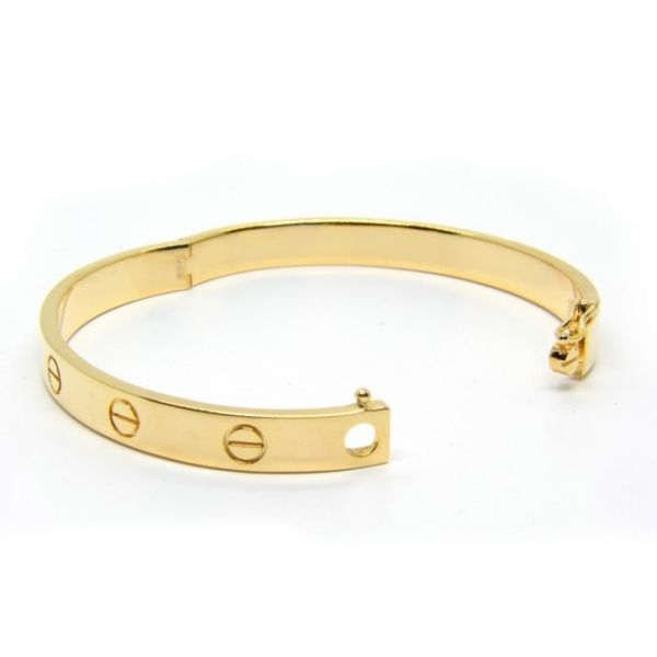 18K Yellow Gold Plated 925 Silver Love Style Bangle Bracelet Image 2 Arezzo Jewelers Elmwood Park, IL