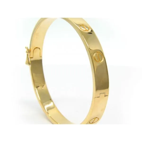 18K Yellow Gold Plated 925 Silver Love Style Bangle Bracelet Image 3 Arezzo Jewelers Elmwood Park, IL