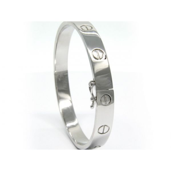 925 Silver Love Style Bangle Bracelet Image 3 Arezzo Jewelers Elmwood Park, IL