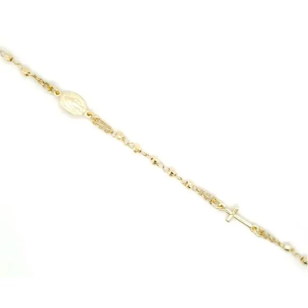 Silver Yellow Plated Beaded Rosary Bracelet Image 2 Arezzo Jewelers Elmwood Park, IL