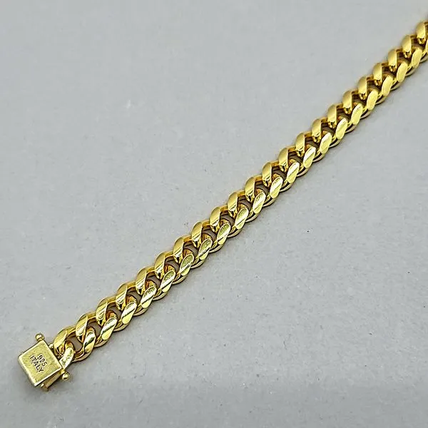 Silver Gold Plated 8.3mm Miami Cuban Bracelet Image 2 Arezzo Jewelers Elmwood Park, IL