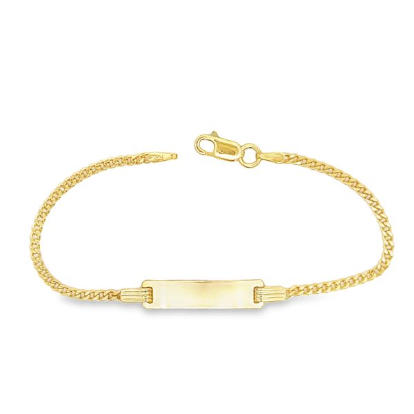 Yellow Gold Plated Silver Engravable Curb Link ID Bracelet Arezzo Jewelers Elmwood Park, IL