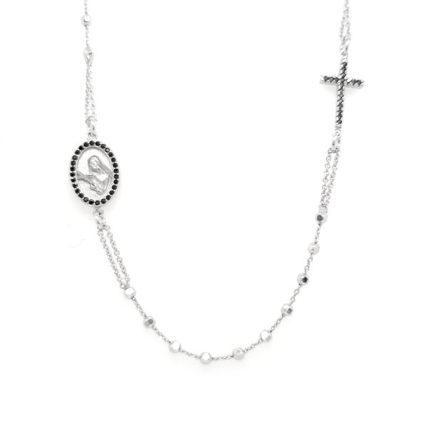 Silver and Black CZ Rosary Bracelet Arezzo Jewelers Elmwood Park, IL