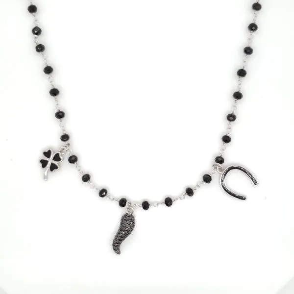 Silver Italian Good Fortune Charm Necklace Arezzo Jewelers Elmwood Park, IL