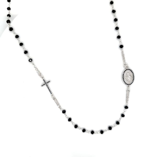 Silver Beaded Rosary Necklace Image 2 Arezzo Jewelers Elmwood Park, IL