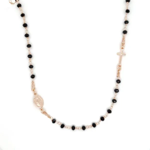 Rose Gold Plated Silver Beaded Rosary Necklace Arezzo Jewelers Elmwood Park, IL