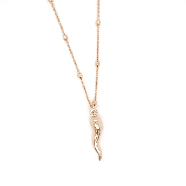 Sterling Silver Rosé Beaded Italian Horn Necklace Arezzo Jewelers Elmwood Park, IL